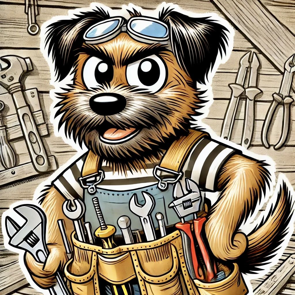 Illustrated handyman mascot with tools, from The Wairarapa Handyman