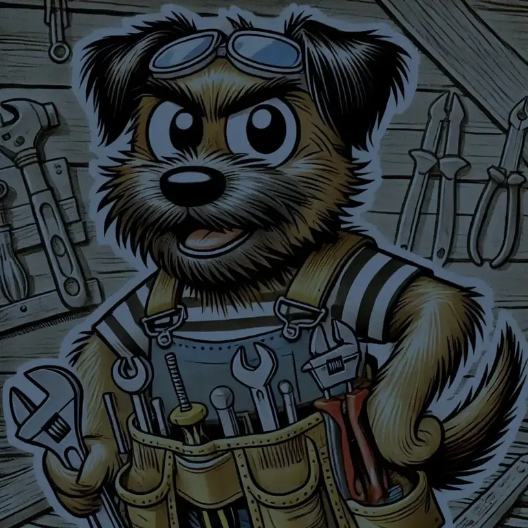 Illustrated handyman mascot with tools